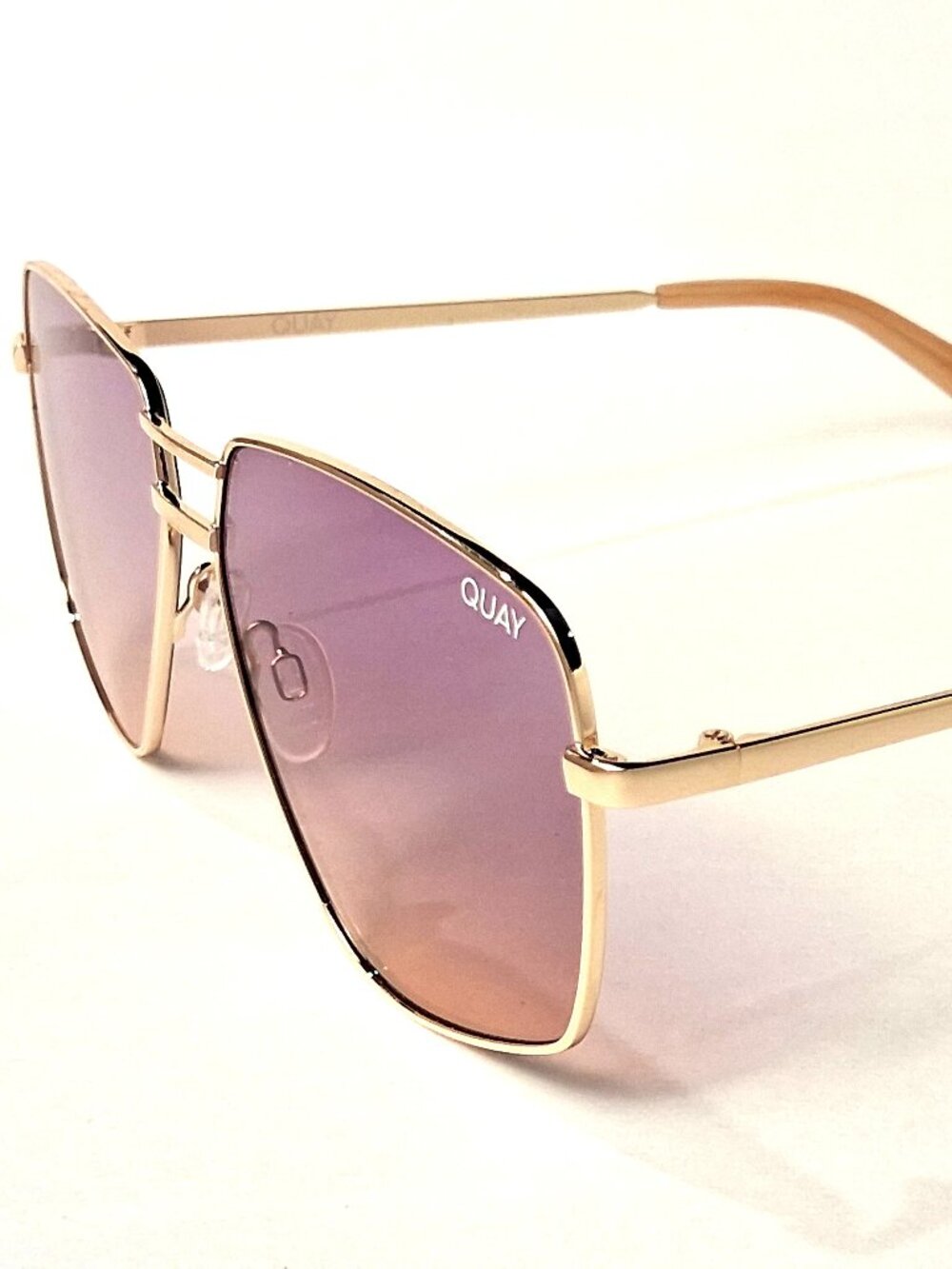 Quay Australia High Key Mini Aviator Gold Metal Gradient Mirrored Sunglasses